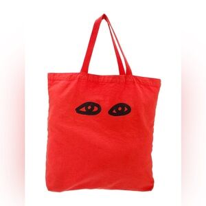 Clare V Red Canvas Eye Print Tote